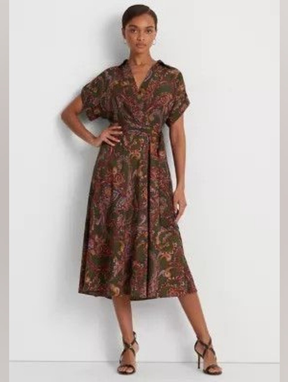 Lauren Ralph Lauren | Paisley Belted Crepe Dress